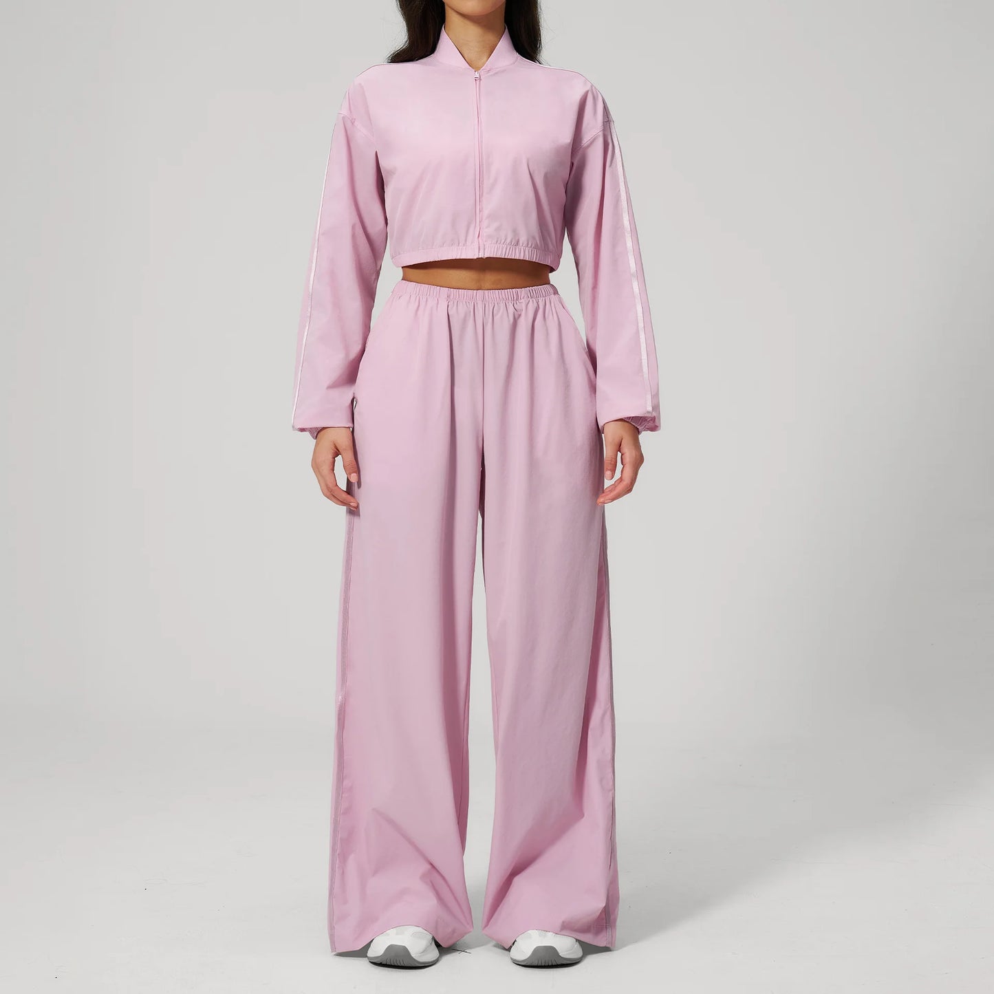 Summer New Yoga Set 2-piece Women's Fitness Set Sunscreen Long Sleeve Zipper Top Outdoor Fitness Exercise Speed Drying Pants