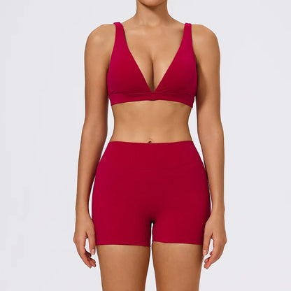 Hearuisavy Summer 2Pcs Women Sports Suit High Impact Push-Up Sports Bra Gym Yoga Tops Underwear High Waist Stretch Fitness Pants