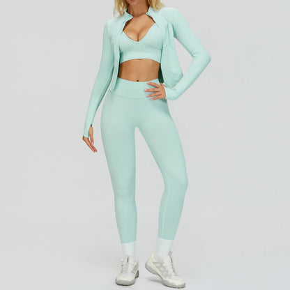 2/3PCS Seamless Yoga Set Gym Workout Suits Athletic Wear Women Legging Fitness Bra Crop Top Long Sleeve Sports Suits Sportswear