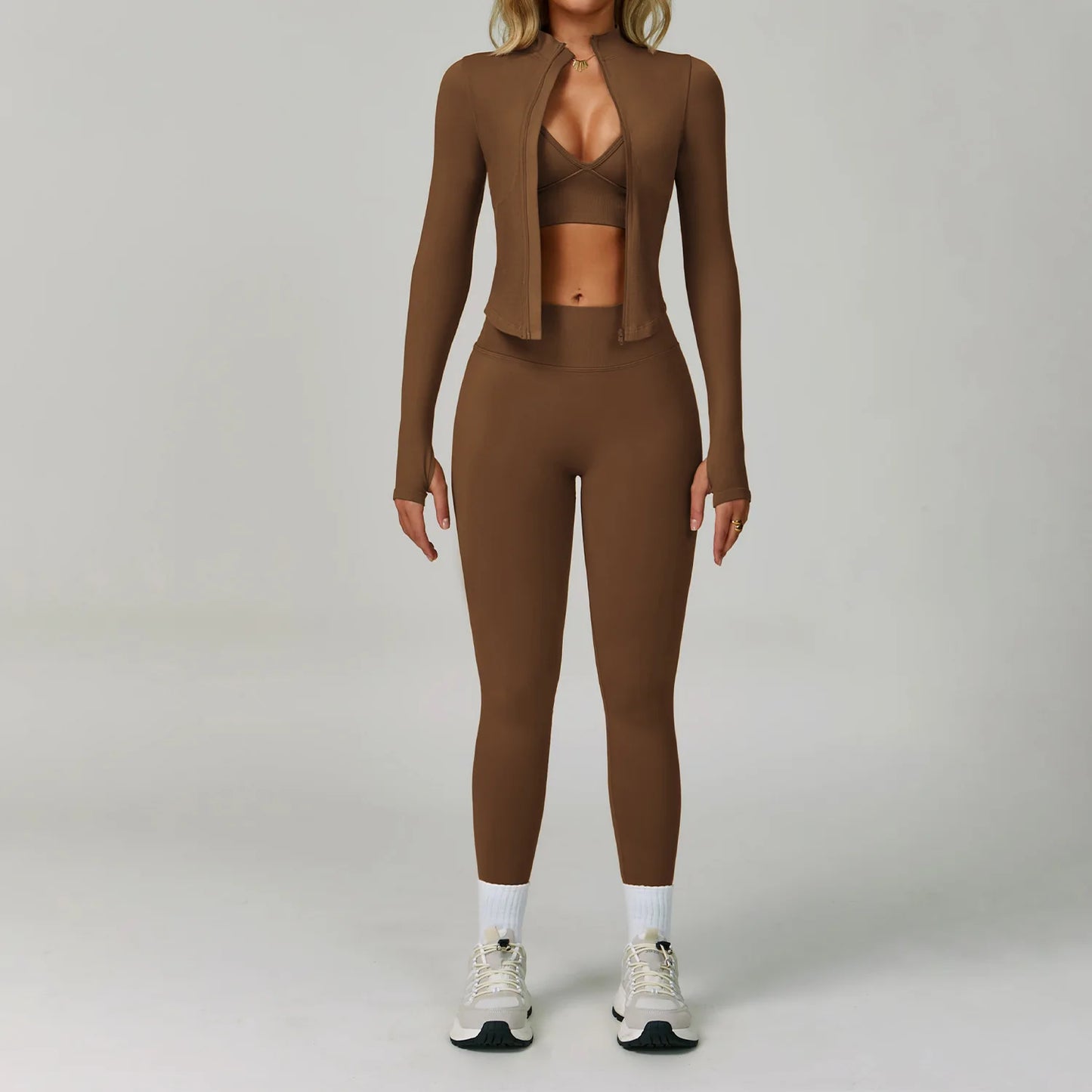2/3PCS Seamless Yoga Set Gym Workout Suits Athletic Wear Women Legging Fitness Bra Crop Top Long Sleeve Sports Suits Sportswear
