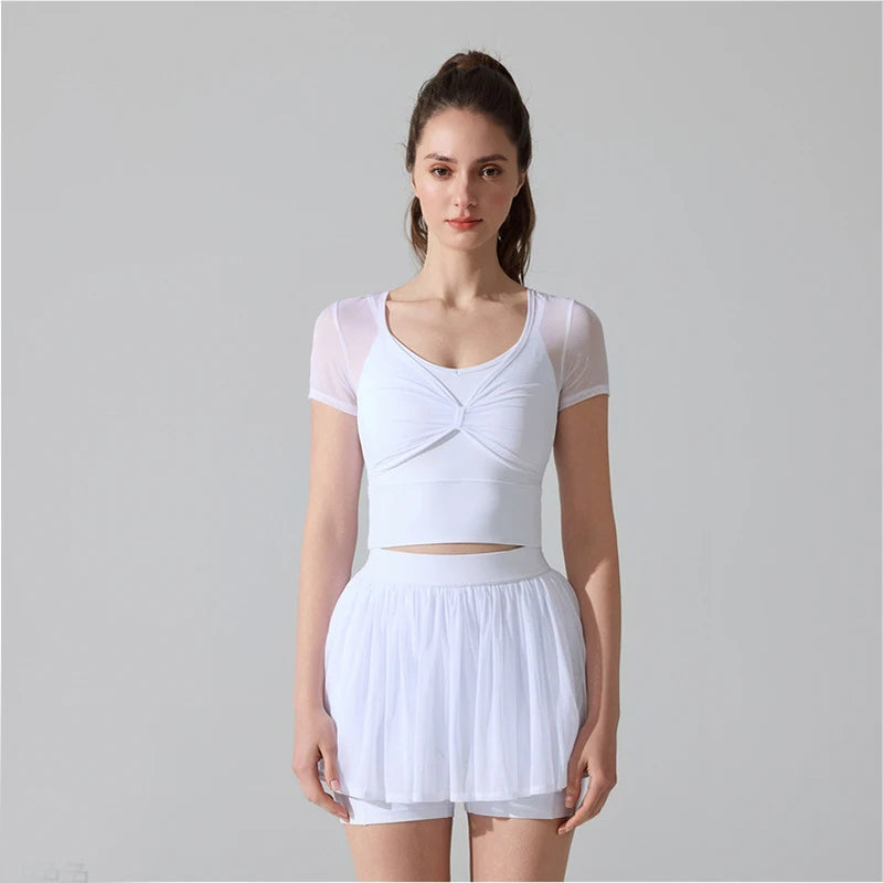 Women Two Pieces Fitness Yoga Set Summer Solid Color Running Suit Female Breathable Yoga Tennis Clothes Short Sportswear