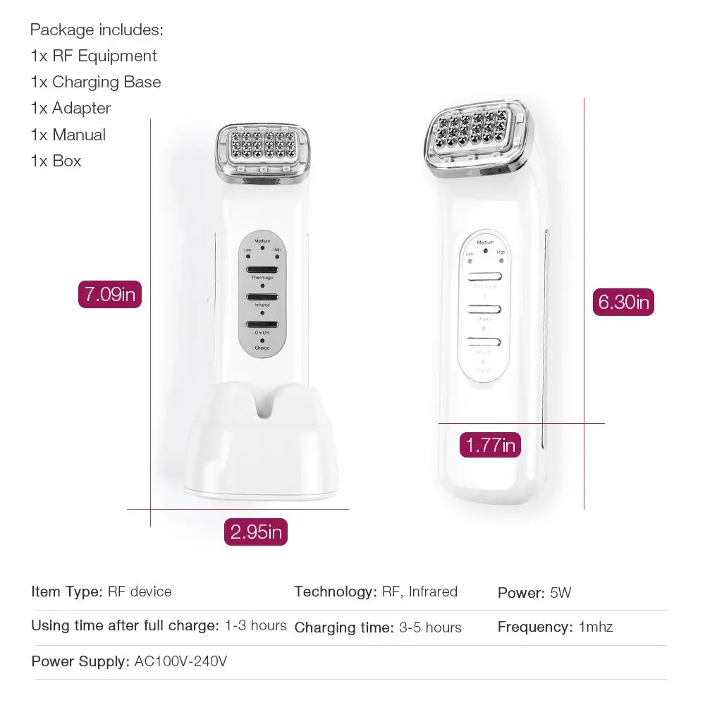 RF Beauty Device Radio Frequency Rechargeable Skin Tightening Machine Wrinkle Reduction Face Lifting Anti Aging Home Use Facial
