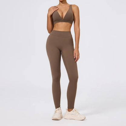 Hearuisavy Summer 2Pcs Women Sports Suit High Impact Push-Up Sports Bra Gym Yoga Tops Underwear High Waist Stretch Fitness Pants