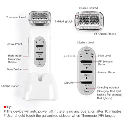 RF Beauty Device Radio Frequency Rechargeable Skin Tightening Machine Wrinkle Reduction Face Lifting Anti Aging Home Use Facial