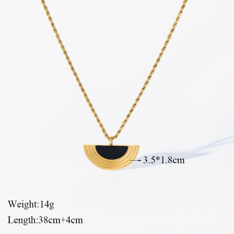 EILIECK 316L Stainless Steel Geometric Semicircle Pendant Necklace For Women New Clavicle Chain Jewelry Lady Gift Party collier