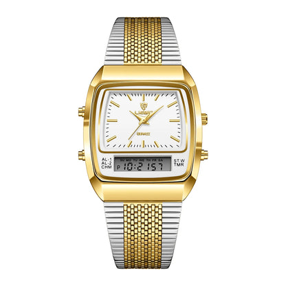 LIEBIG Luxury Dual Display Time Quartz Watches For Men Women Fashion Outdoor Sports Week Waterproof Digital Wristwatches Relojes