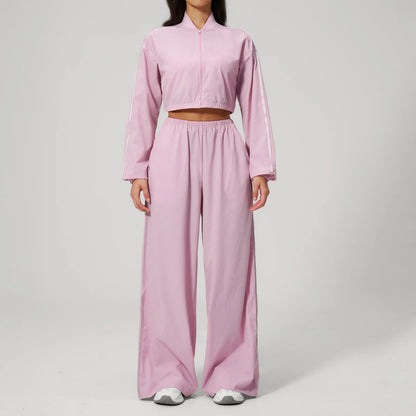 Summer New Yoga Set 2-piece Women's Fitness Set Sunscreen Long Sleeve Zipper Top Outdoor Fitness Exercise Speed Drying Pants