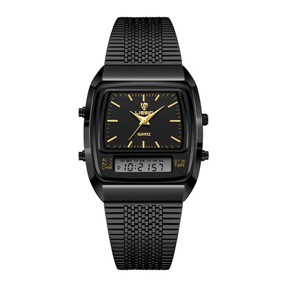 LIEBIG Luxury Dual Display Time Quartz Watches For Men Women Fashion Outdoor Sports Week Waterproof Digital Wristwatches Relojes