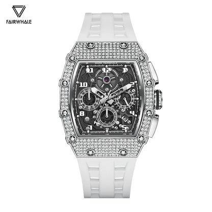 Mark Fairwhale Fashion Men's Watch Luxury Full Diamond Chronograph Sports Casual Silicone Strap Wristwatch Man 2026 New