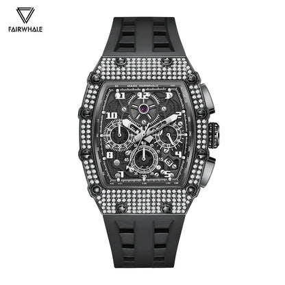 Mark Fairwhale Fashion Men's Watch Luxury Full Diamond Chronograph Sports Casual Silicone Strap Wristwatch Man 2026 New