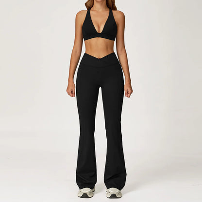 Yoga Set 2 Pieces Workout Outfits Women Clothes Fitness Sportswear Gym Tracksuit High Waist Leggings Sports Bra Athletic Wear