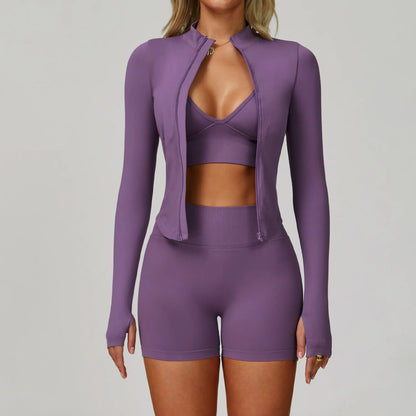 2/3PCS Seamless Yoga Set Gym Workout Suits Athletic Wear Women Legging Fitness Bra Crop Top Long Sleeve Sports Suits Sportswear