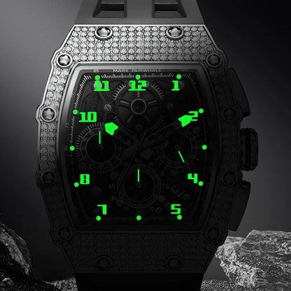 Mark Fairwhale Fashion Men's Watch Luxury Full Diamond Chronograph Sports Casual Silicone Strap Wristwatch Man 2026 New