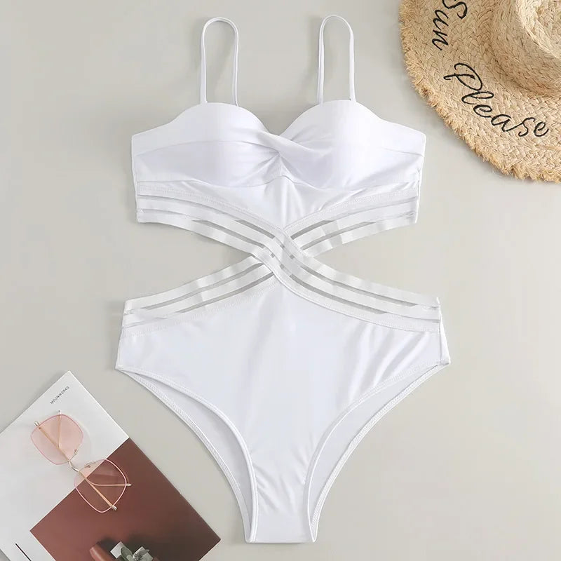 Black Push Up Swimsuit One Piece Swimwear Women Cut Out Trikini Swimming Suit Brazilian Monokini Bodysuit Beach Bathing Suit