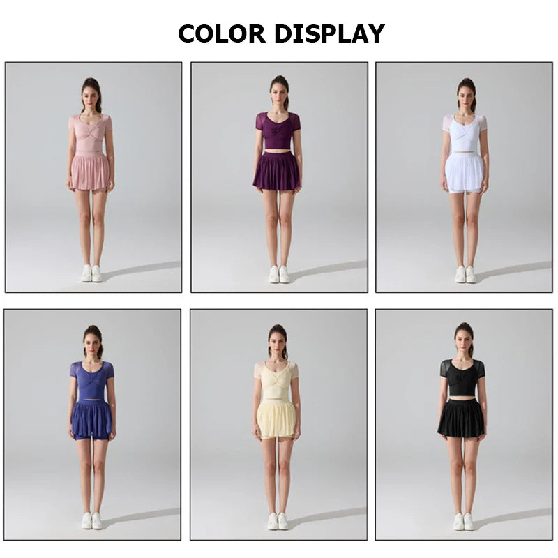 Women Two Pieces Fitness Yoga Set Summer Solid Color Running Suit Female Breathable Yoga Tennis Clothes Short Sportswear