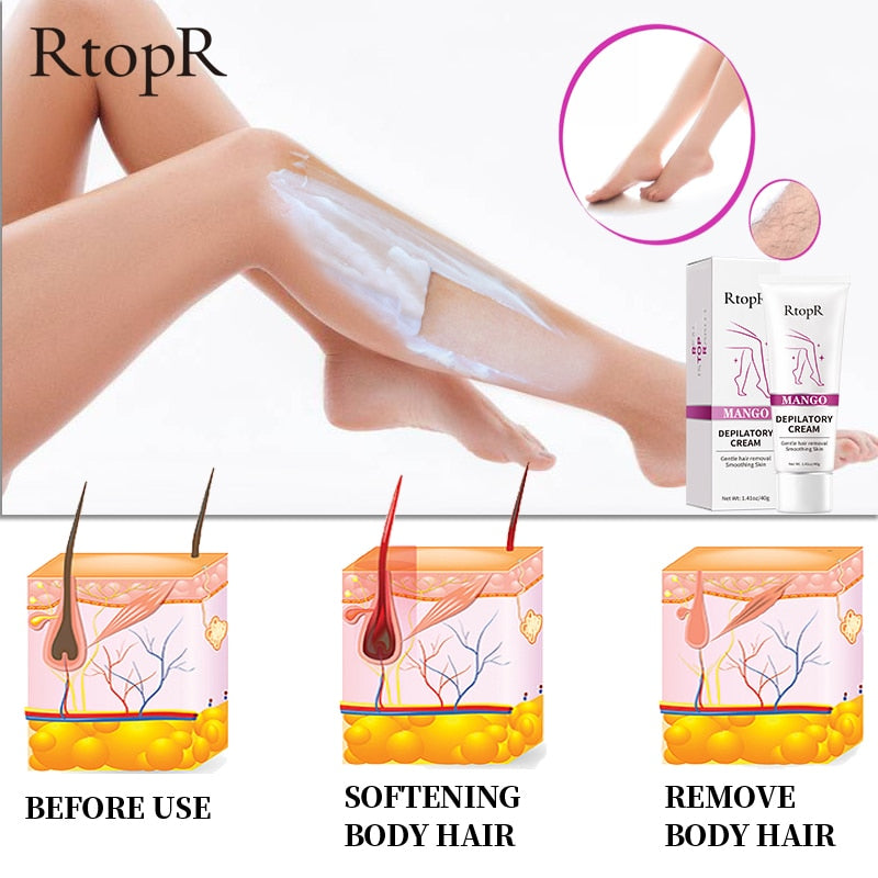 Mango Depilatory Cream Body Painless Effective Hair Removal Cream for Men and Women Whitening Hand Leg Armpit Hair Loss Product