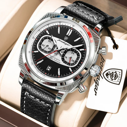 POEDAGAR Original Fashion Men Clock Luminous Waterproof Chronograph Date Watch For Man Luxury Leather Quartz Men's Watches Reloj