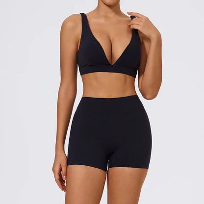 Hearuisavy Summer 2Pcs Women Sports Suit High Impact Push-Up Sports Bra Gym Yoga Tops Underwear High Waist Stretch Fitness Pants