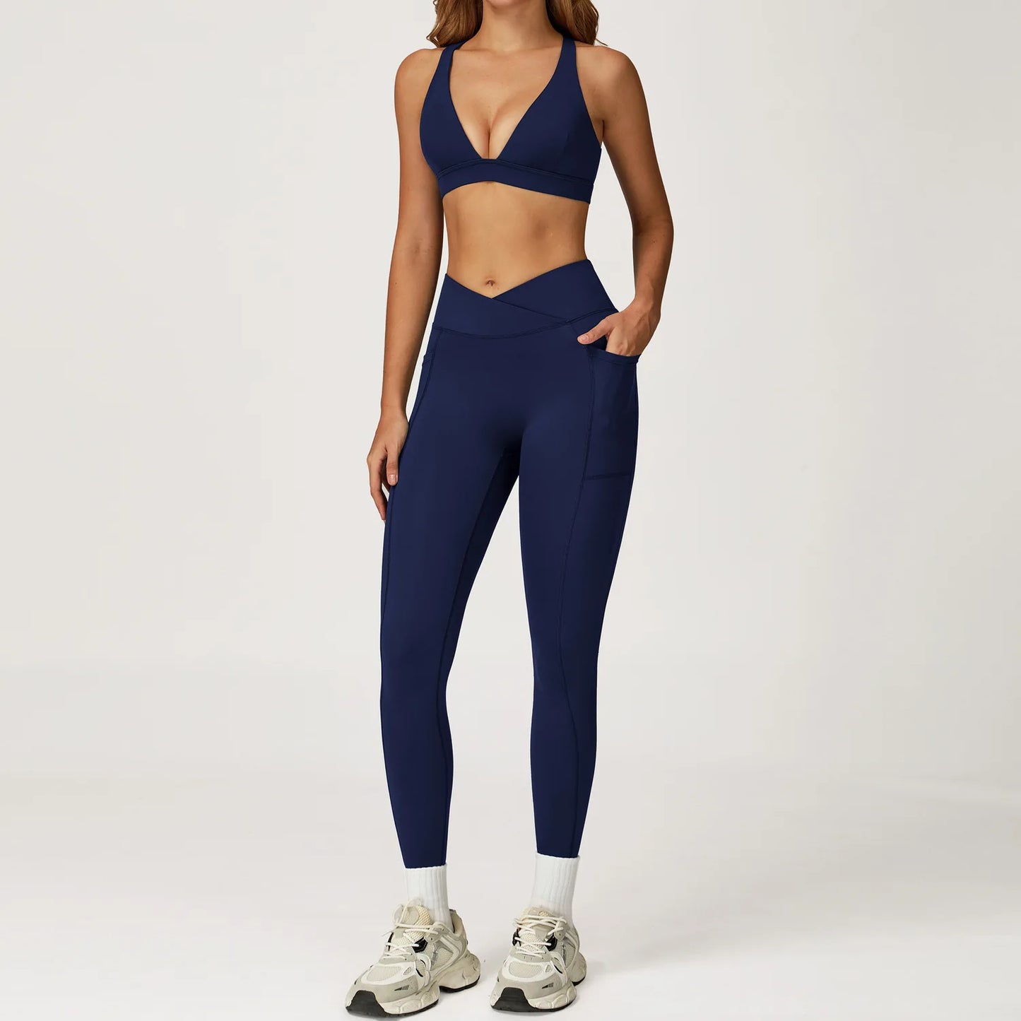 Yoga Set 2 Pieces Workout Outfits Women Clothes Fitness Sportswear Gym Tracksuit High Waist Leggings Sports Bra Athletic Wear
