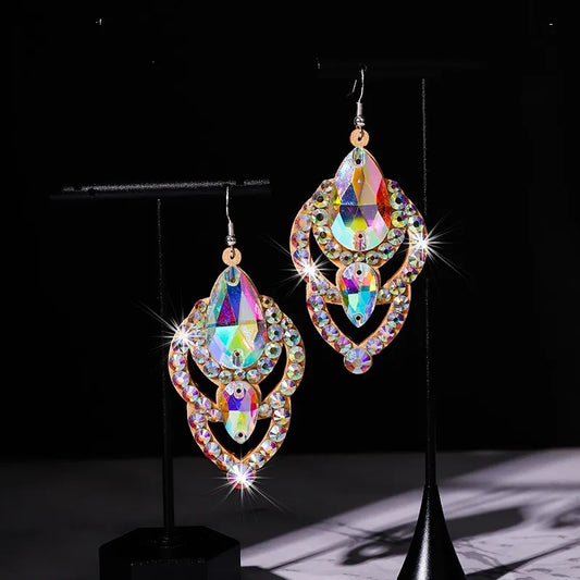 Belly Dance Earrings Bling Handmade Crystal Jewelry Anti-allergy Show Costume Accessory Luxury Quality Silver Rhinestone New
