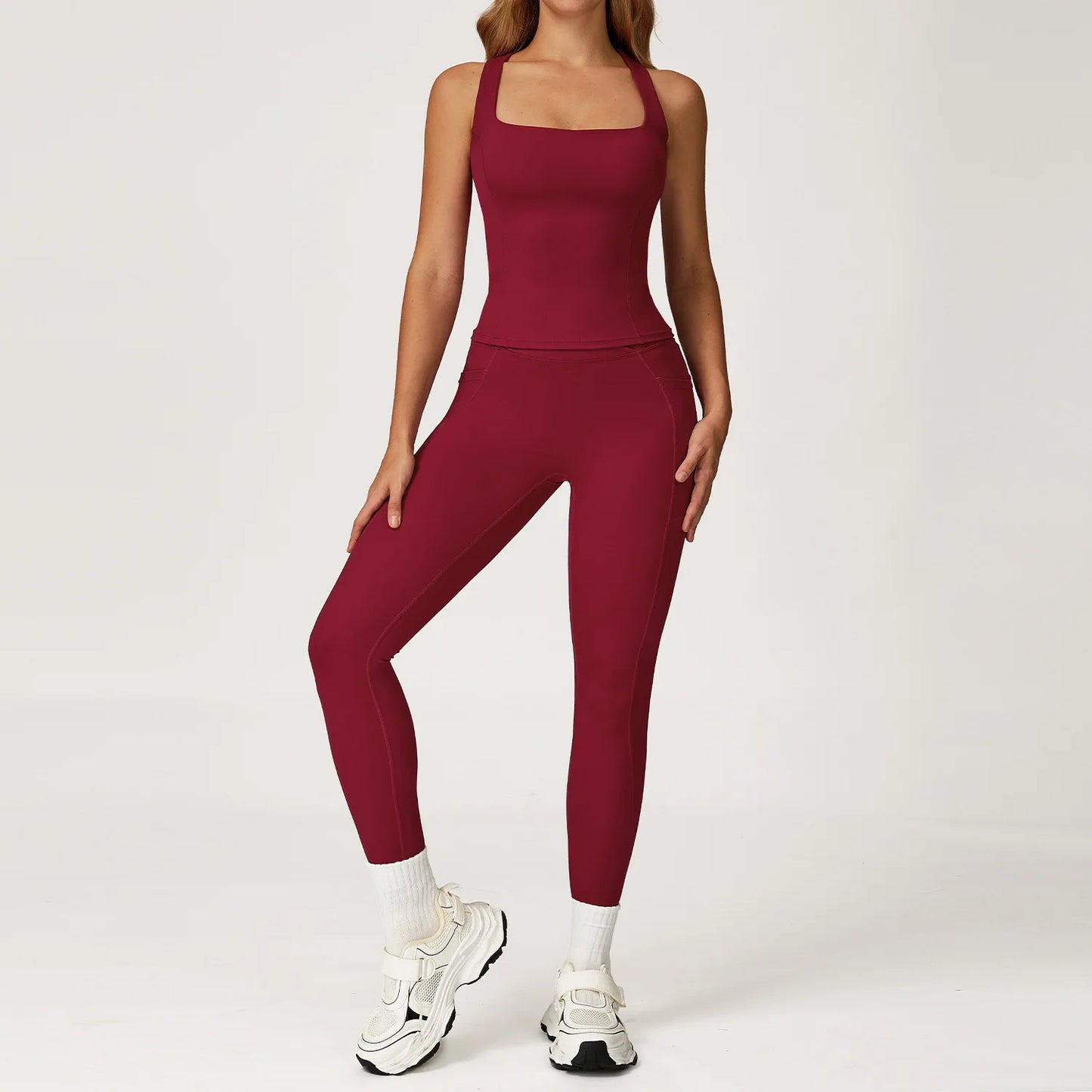 Yoga Set 2 Pieces Workout Outfits Women Clothes Fitness Sportswear Gym Tracksuit High Waist Leggings Sports Bra Athletic Wear