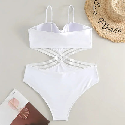 Black Push Up Swimsuit One Piece Swimwear Women Cut Out Trikini Swimming Suit Brazilian Monokini Bodysuit Beach Bathing Suit