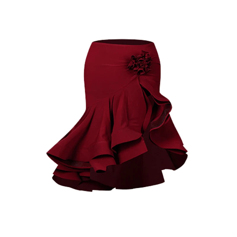 Latin Dance Tops Women Long Sleeves Tops Flower Split Skirt Rumba Samba Tango Dance Performance Wear Practice Dresses DNV19068