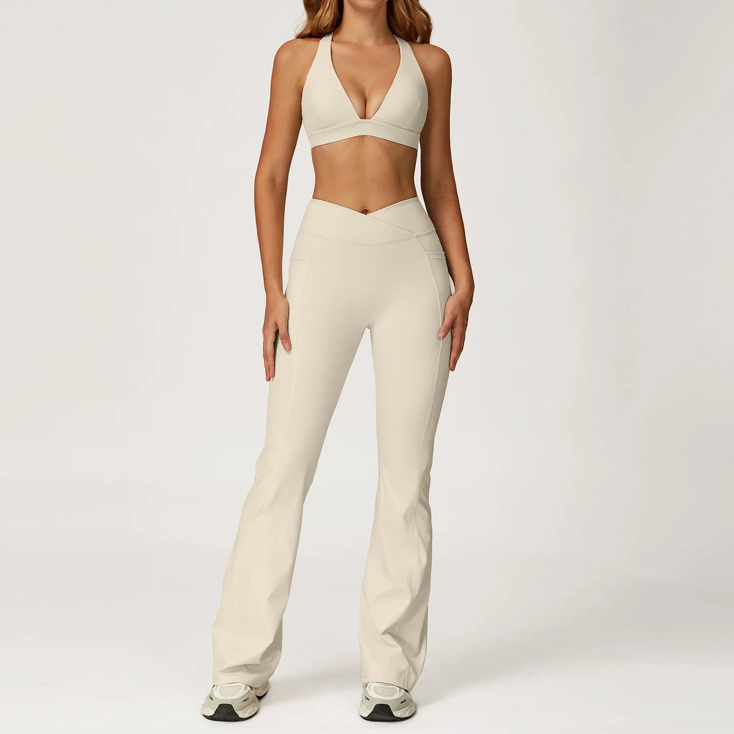 Yoga Set 2 Pieces Workout Outfits Women Clothes Fitness Sportswear Gym Tracksuit High Waist Leggings Sports Bra Athletic Wear