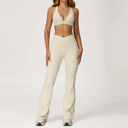 Yoga Set 2 Pieces Workout Outfits Women Clothes Fitness Sportswear Gym Tracksuit High Waist Leggings Sports Bra Athletic Wear
