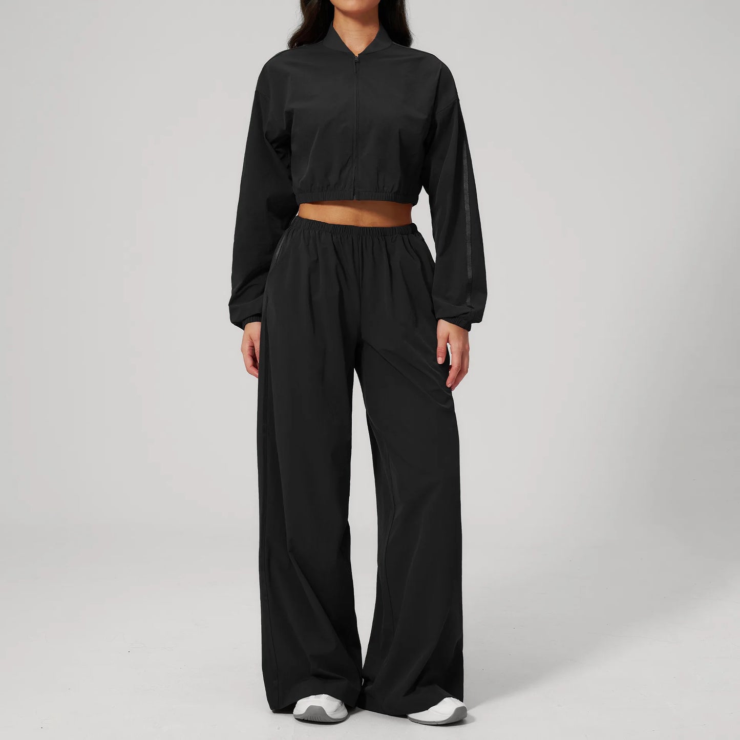 Summer New Yoga Set 2-piece Women's Fitness Set Sunscreen Long Sleeve Zipper Top Outdoor Fitness Exercise Speed Drying Pants