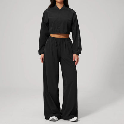 Summer New Yoga Set 2-piece Women's Fitness Set Sunscreen Long Sleeve Zipper Top Outdoor Fitness Exercise Speed Drying Pants