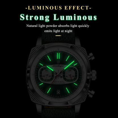 POEDAGAR Original Fashion Men Clock Luminous Waterproof Chronograph Date Watch For Man Luxury Leather Quartz Men's Watches Reloj