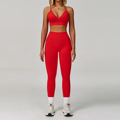 2/3PCS Seamless Yoga Set Gym Workout Suits Athletic Wear Women Legging Fitness Bra Crop Top Long Sleeve Sports Suits Sportswear