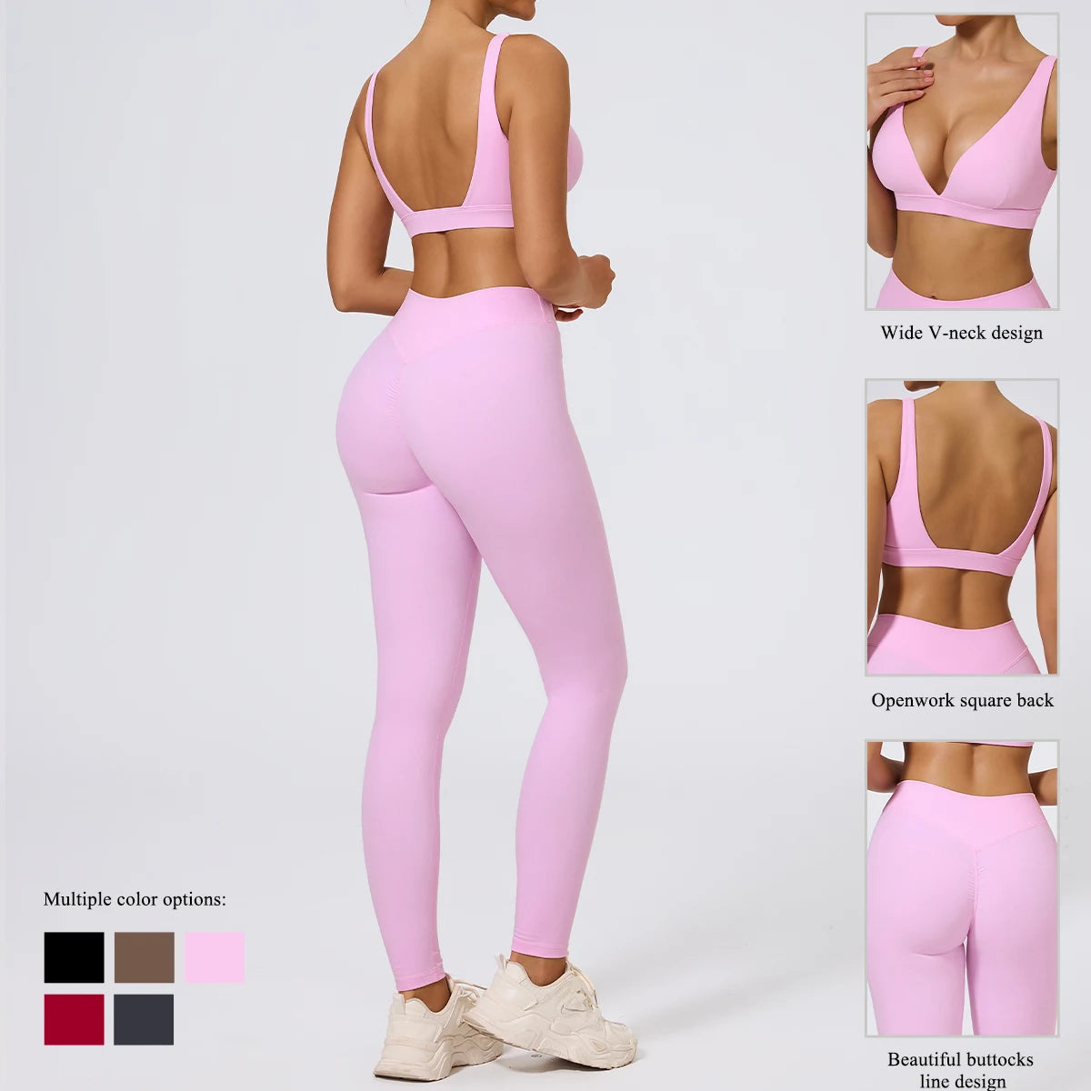 Hearuisavy Summer 2Pcs Women Sports Suit High Impact Push-Up Sports Bra Gym Yoga Tops Underwear High Waist Stretch Fitness Pants