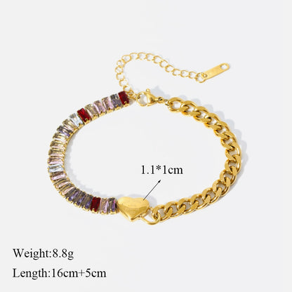 EILIECK 316L Stainless Steel Heart Lock Butterfly Colored Zirconia Bracelet For Women Girl Fashion Bangles Wrist Jewelry Gift