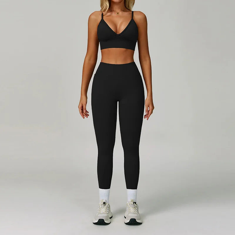 2/3PCS Seamless Yoga Set Gym Workout Suits Athletic Wear Women Legging Fitness Bra Crop Top Long Sleeve Sports Suits Sportswear
