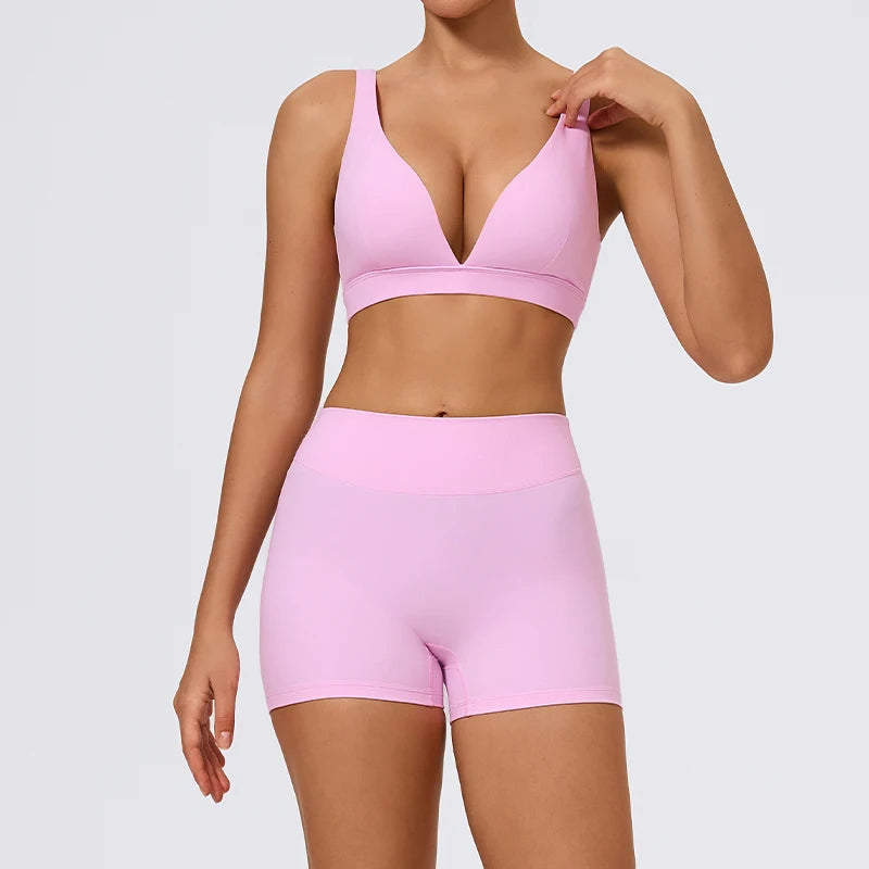 Hearuisavy Summer 2Pcs Women Sports Suit High Impact Push-Up Sports Bra Gym Yoga Tops Underwear High Waist Stretch Fitness Pants