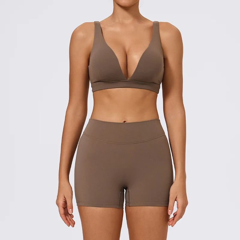 Hearuisavy Summer 2Pcs Women Sports Suit High Impact Push-Up Sports Bra Gym Yoga Tops Underwear High Waist Stretch Fitness Pants