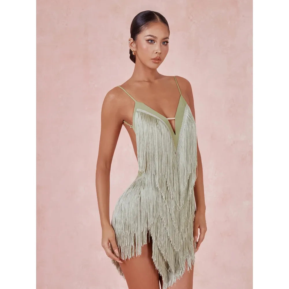 ZYM fringe latin dress competition salsa dress cha cha dress new latin dress wine red black green blue 2420