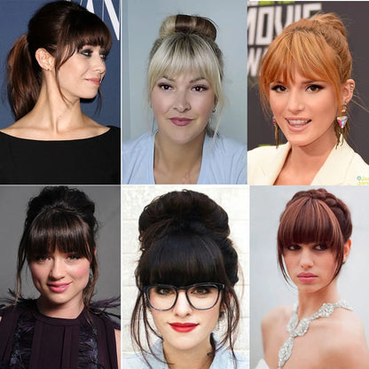Bangs Hair Extension Clip In Bangs Hair Extensions Synthetic Flat Bang With Temples Front Face Fringe Bangs Hair Pieces For Women Hair Accessories