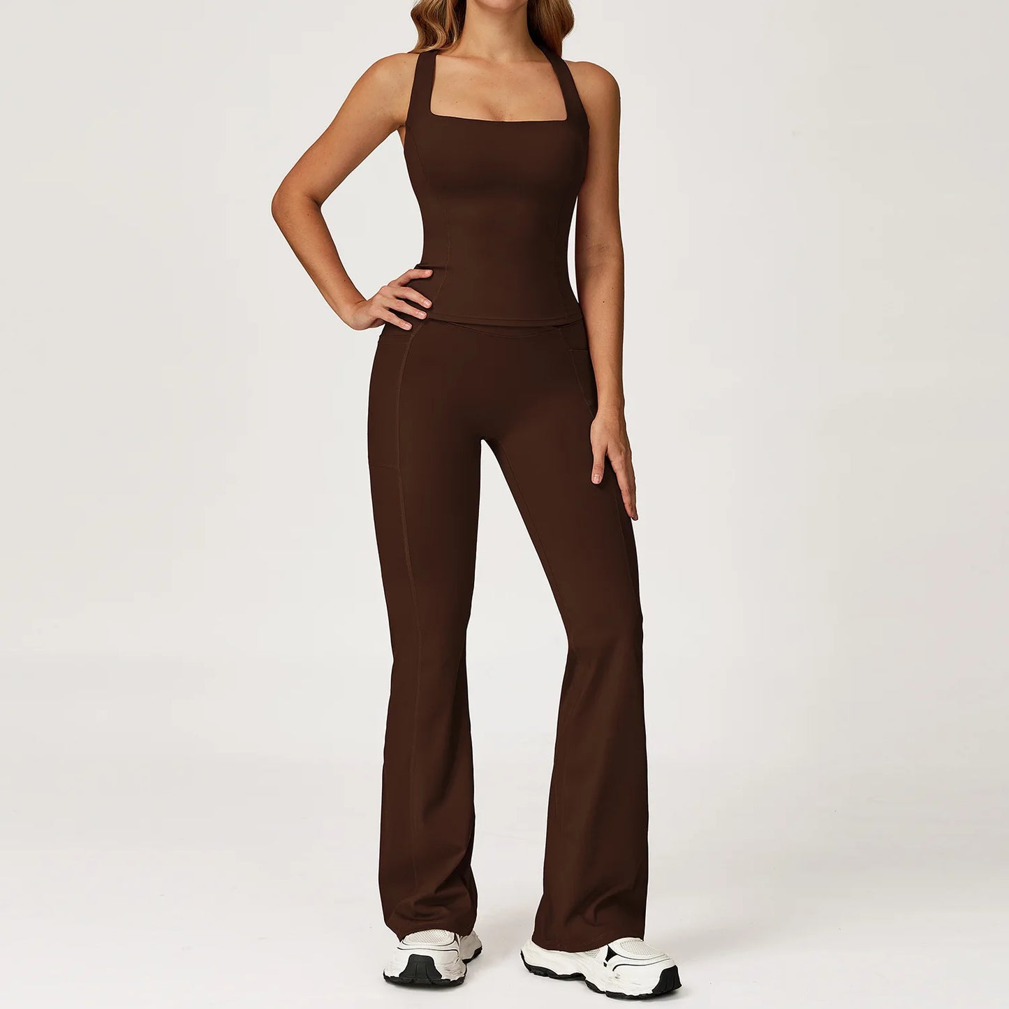 Yoga Set 2 Pieces Workout Outfits Women Clothes Fitness Sportswear Gym Tracksuit High Waist Leggings Sports Bra Athletic Wear