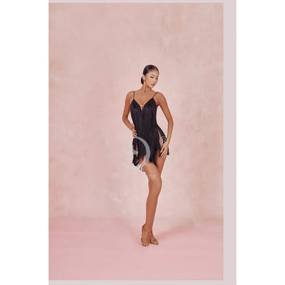 ZYM fringe latin dress competition salsa dress cha cha dress new latin dress wine red black green blue 2420