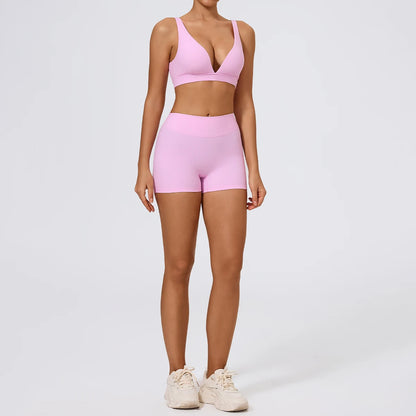 Hearuisavy Summer 2Pcs Women Sports Suit High Impact Push-Up Sports Bra Gym Yoga Tops Underwear High Waist Stretch Fitness Pants