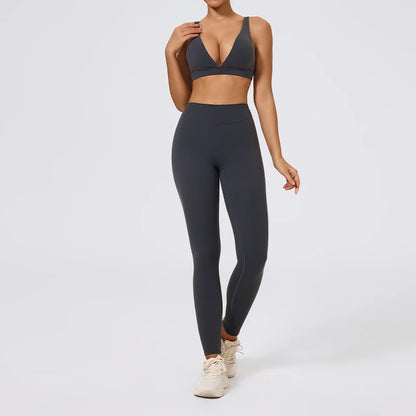 Hearuisavy Summer 2Pcs Women Sports Suit High Impact Push-Up Sports Bra Gym Yoga Tops Underwear High Waist Stretch Fitness Pants