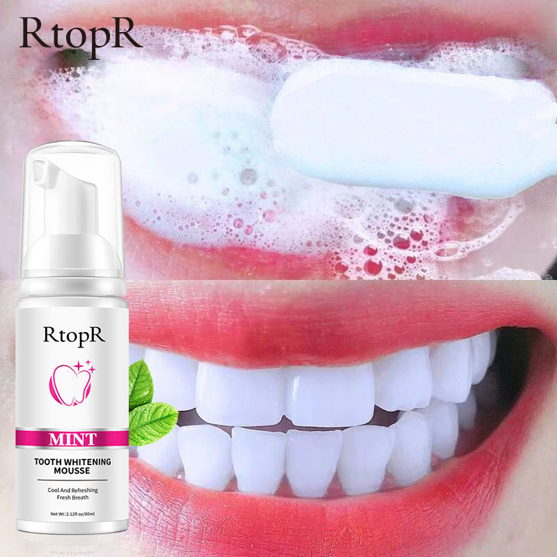 RtopR Teeth Cleansing Whitening Mousse Removes Stains Teeth Whitening Oral Hygiene Mousse Toothpaste Whitening and Staining 60ml