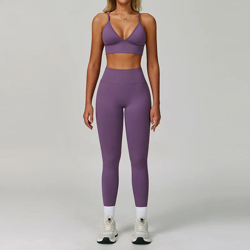 2/3PCS Seamless Yoga Set Gym Workout Suits Athletic Wear Women Legging Fitness Bra Crop Top Long Sleeve Sports Suits Sportswear