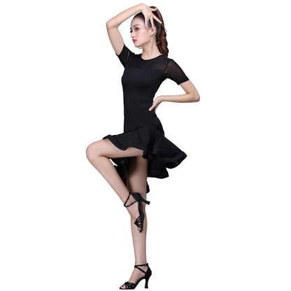 Latin Clothing Female Adult New Practice Clothes Short-sleeved Dance Dress