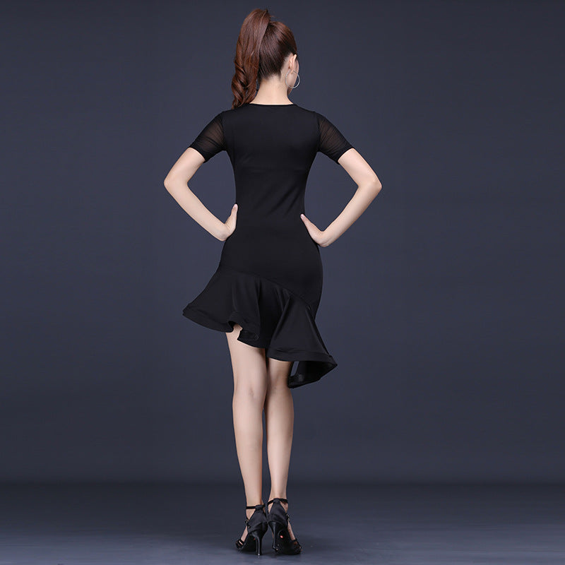 Latin Clothing Female Adult New Practice Clothes Short-sleeved Dance Dress