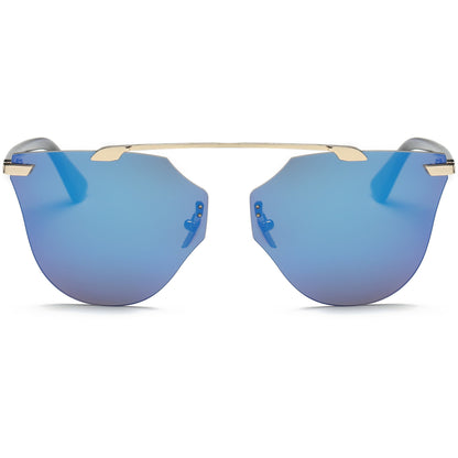 Women Rimless Fashion Round Cat Eye UV Protection Sunglasses