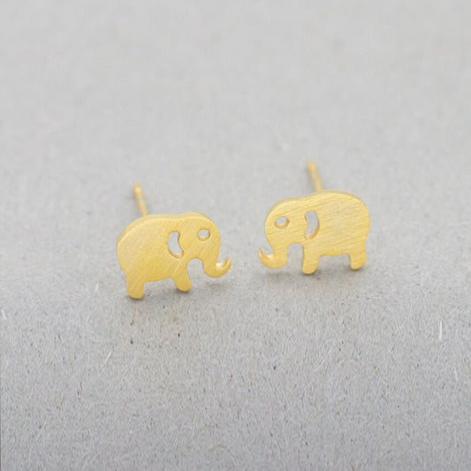 Cute Lucky Elephant Charm Stud Earrings Stainless